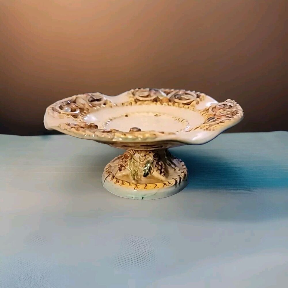 Antique Capodimonte Style Porcelain Italy Dresser Candy Nut Dish Read - Picture 2 of 13